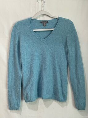 Charter Club 100% Cashmere Teal/Blue V-Neck Preppy Sweater (M)